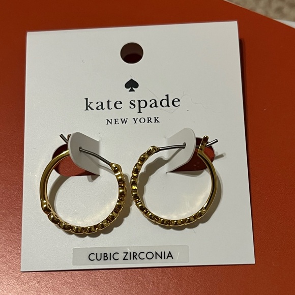 Kate Spade Gold Textured Hoop Earrings - Picture 1 of 6